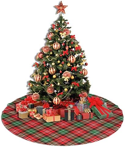 MSGUIDE Червено-Зелена Коледа Пола за Коледната Елха в Клетка от Бъфало, Традиционен Подложка за Коледната Елха, като