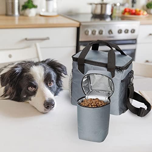 Случайна пътна чанта за кучета Etna - органайзер, за аксесоари за пътуване за кучета с разтегателни мисками за кучета, преносим чанта за лакомство за домашни любимци