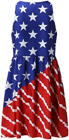 Лятна Рокля на 4 юли за жени, Ежедневна Рокля в стил Бохо, Американски Флаг, Без ръкав, С Кръгло деколте, Струящийся Мини-Плажа