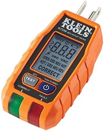 Klein Tools 55485 Чанта за инструменти Раница и RT250 Тестер за Контакти GFCI с LCD дисплей, Електрически Тестер за Напрежение за Стандартен 3-Жични Електрически Контакти 120 На