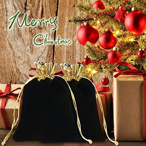 Кадифени Торбички Shintop, Кадифе, Чанти и калъфи за Бижута 5х7 инча, Подаръчни Пакети на съвсем малък 10шт за Сватба, Коледа (Черен)