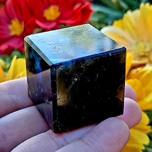 Кубче Ръчно полиране от Labradorite - Проба Естествен Лекарствен Кристал с Метафизична Чакра - Скъпоценен Камък - Куб 4
