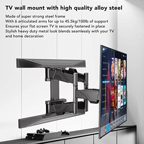 Монтиране на стена за телевизор, Стоманен планина за телевизор Full Motion с 6 шарнирными рычагами, товароподемност