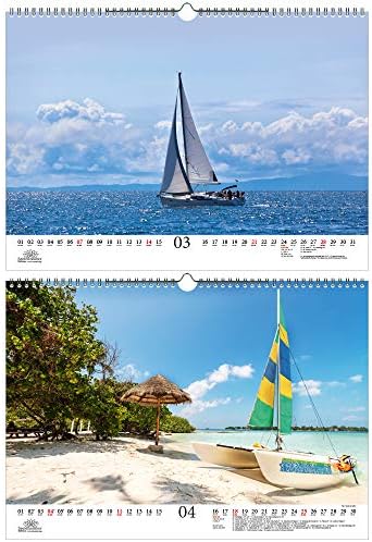 Подаръчен комплект Sailing Magic DIN A3 Calendar за 2021 година с ветроходни кораби и море Съдържа: 1 Календар, 1 Коледна и 1 Поздравителна картичка (общо 3 броя).