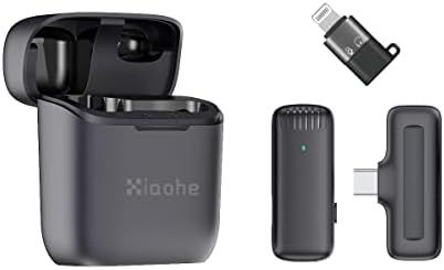 Безжична Петличный микрофон XIAOHE за телефон USB-C със зарядно калъф, сменяем и сценичен Микрофон за Подкаст с ревери 2,4 Ghz