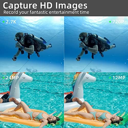 Водоустойчива Камера, Подводни Камери 2.7 K 48MP Full HD видео Рекордер Селфи С Два Екрана Подводна 10-Подножието