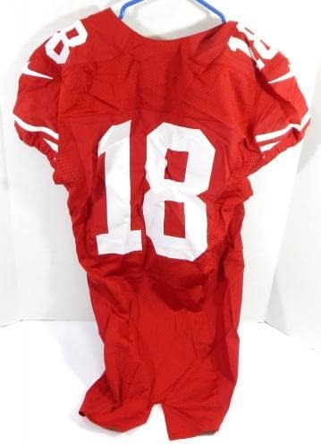 2014 San Francisco 49ers #18 Пусна Червената Фланелка 42 DP35650 - Използваните тениски За игри NFL Без подпис
