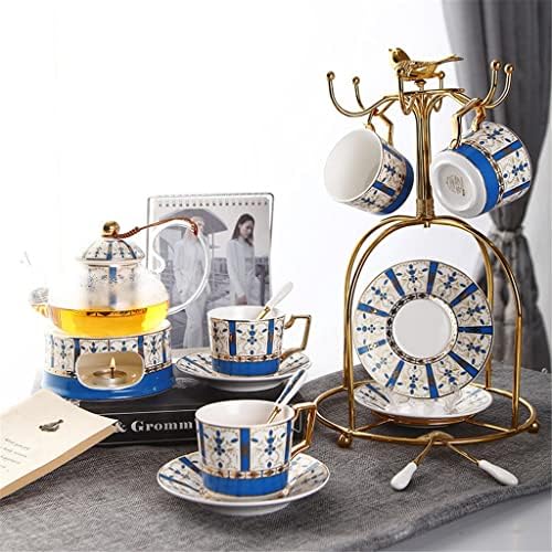 CHYSP Европейския Керамични Цветя Чай Набор от Следобеден Чай, Топъл Цветен Стъклен Чайник Цвете Чаена Чаша Подарък Кутия