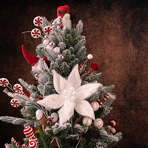 Комплекти за Коледно Wesail, Бели Плюшени Цветя коледна звезда на рождественском стеблото за празнична украса, Украшение в клетка от Бъфало за декор на Коледната елха