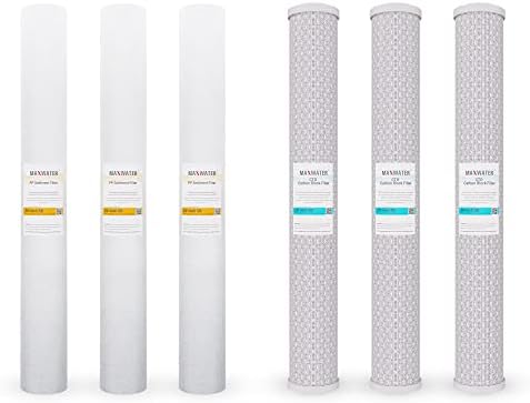 (6 опаковки) 20-цолови филтри за вода Slim Blue Full House Технически директор на Въглероден блок и полипропилен утайка,