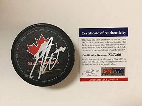 Марк Едуард Влашич подписа Хокей шайба, Завоевавшую Златен медал на шампионата на Канада 2014, PSA DNA COA a - за Миене