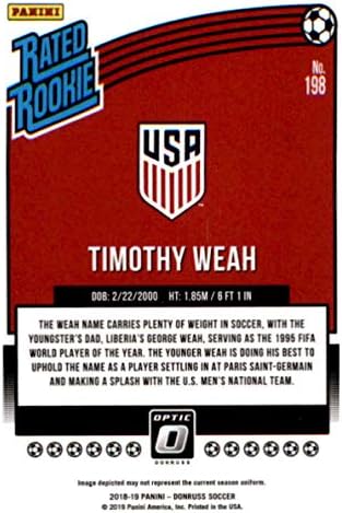 Търговската картичка е начинаещ националния Отбор на Сащ по футбол Donruss Optic #198 Тимъти Веа 2018-19
