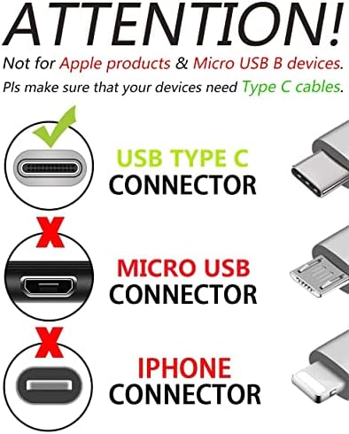 Кабел MYFON USB C-C USB Кабел Type C-Type C, 2 комплекта [3,3 фута, 6,6 фута], Бързо зареждане, Високоскоростен