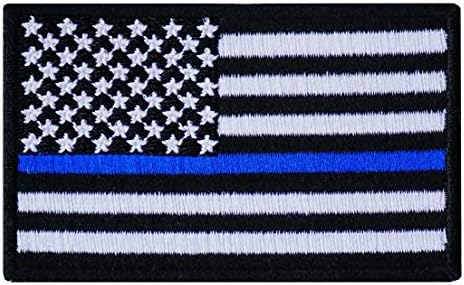 Графичен Прашен Черен Американското Знаме на Съединените Щати, на Бродирани Желязо нашивке, Тънка Синя Линия,