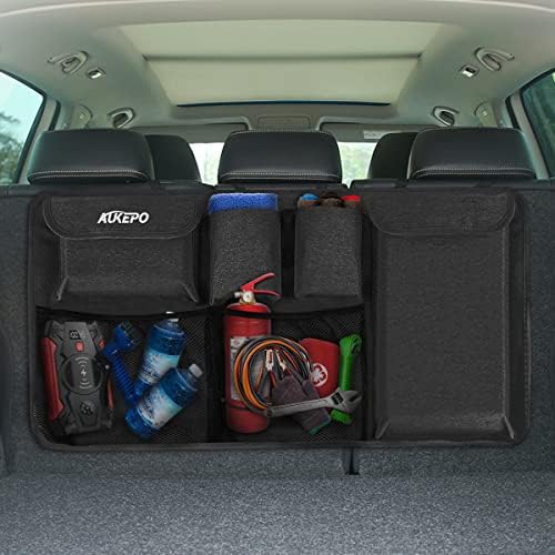 Органайзер за багажник на кола AUKEPO, Висящ Органайзер за съхранение на задната седалка Голям Капацитет, с 6 Увеличение на джобове, Експерт по пестене на място в прево