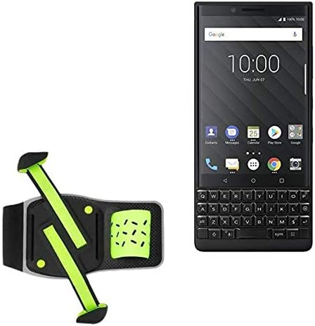 Кобур за BlackBerry Key2 (Кобур от BoxWave) - Превръзка FlexSport, Регулируема превръзка за тренировки и тичане за BlackBerry Key2 - Ярко-зелен
