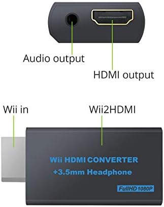 Автоматичен Конвертор Wii към HDMI Адаптер Wii2HDMI с жак 1080P 720P видео Изход с 3.5 мм Аудио Жак Wii Video TV 1 м