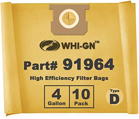 WHI-GN 91964 Магазина вакуумни торби тип D за универсален събиране, инв 9196400 9196433, съвместими с магазини вакуумни контейнери с обем 4 литра за мокро / сухо почистване (10 опа?