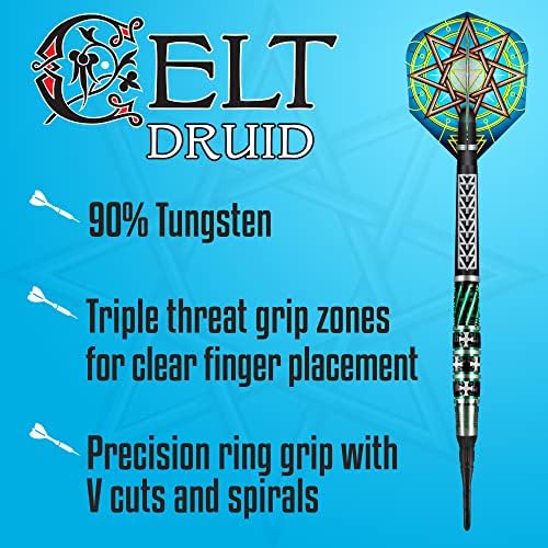 Изстрел! Комплект за хвърляне на стреличките Celt Druid 90% Tungsten Pro с мек връх, Професионален – Произведено