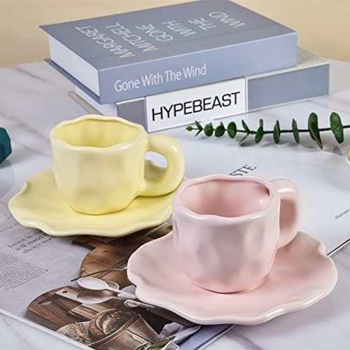 Комплект керамични чаши кафе на Koythin с блюдцем, Скъпа Креативна Чаша-чинийка, в стила на Моранди, за офиса и дома,