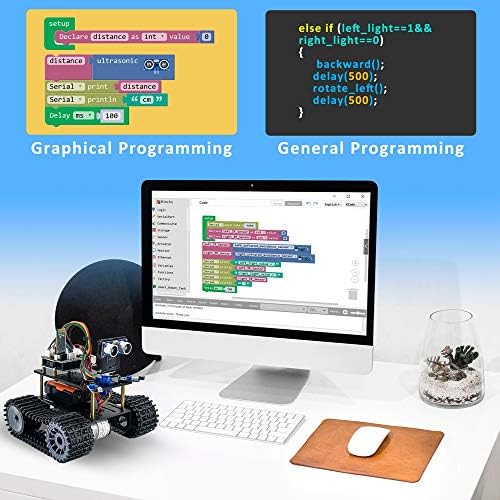 LAFVIN Programming Tank Smart Robot Car kit Подкрепя Смесени Блокове Кодиране/ а приложение за Управление, Съвместими с Arduino IDE