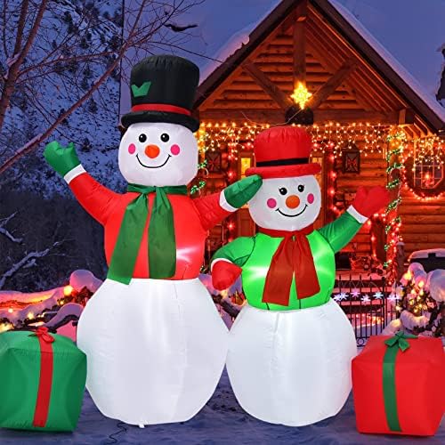 Комплект коледни Надуваеми снежни човеци Tangkula дължина от 6 фута, Надувное Коледна Украса с Вградени led крушки и мощни Воздуходувом, Коледна декорация за градина, въ?