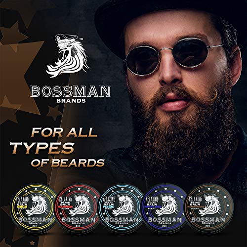 Комплект за оформяне на брада Bossman Beard Balm Variety Pack - Комплект за оформяне на брада, нейната растеж - Успокояващ и хидратиращ средство - Всичко 6 аромати