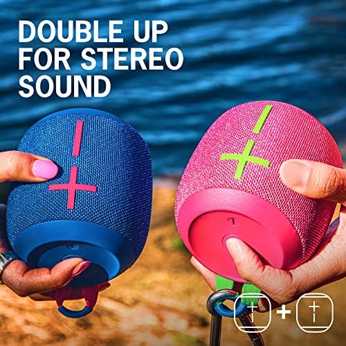 Ultimate Ears WONDERBOOM 3, Малък Портативен безжичен говорител Bluetooth, Мощен бас, 360-Градусов звук за улицата, Водоустойчив, Прахоустойчив, IP67, плаващ, обхват 131 фут - Hyper Pink