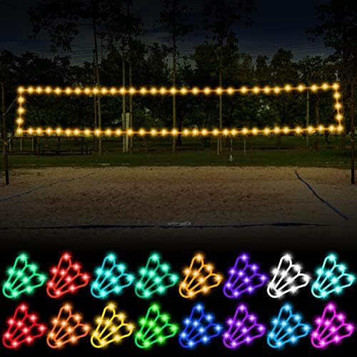 Волейболна мрежа за Бадминтон, 16-подножието Струнни светлини с дистанционно управление, 16 Цвята, 4 Режима, led Лампа за Волейбол и Бадминтон в задния двор, през Нощта ?
