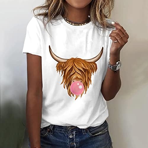 Сладки Блузи за жени, Забавно Сладко Тениска с Изображение на Пастушки Планински Говеда, Тениска с изображение