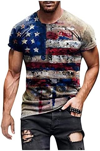 Класическа тениска с американския Флаг, мъжка Тениска в Звездна и Ивица с Къс ръкав, Патриотическая Тениска За тренировка