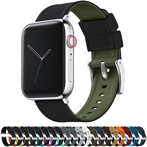 Въжета за часа BARTON - Луксозни силиконови каишки за часовници - Черно PVD фитинги и адаптори - Быстросъемные - Изберете цвят и размер - Съвместим с всички часове Apple Watches