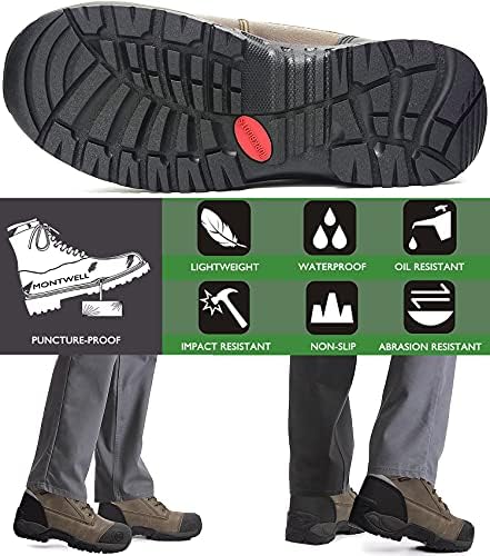 Мъжки работни обувки Montwell, Водоустойчиви Леки Работни обувки с 6-инчов Композитным пръсти, за мъже, които са Устойчиви на хлъзгане и пробиване, широки Защитни работ?