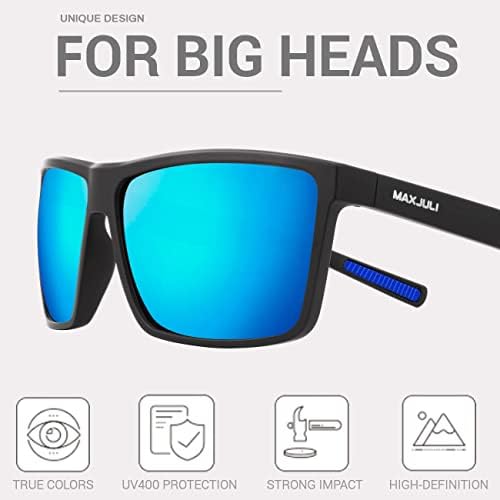 MAXJULI Поляризирани Големи Слънчеви очила за Мъже и Жени с Големи Глави UV 400 Защита 8125