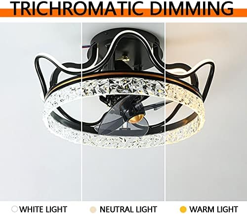 Тавана лампа KHARIGAI с Невидим Вентилатор, Креативен Модерен Безшумен Вентилатор, Трицветна Led Окачен Лампа С Регулируема