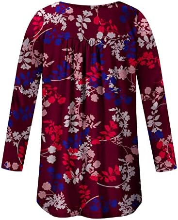 Дамска Туника на Цветя, Блузи, Тениски с дълъг ръкав, Пуловери, Блузи Копчета с V-образно деколте, Ежедневни Летни Дрехи
