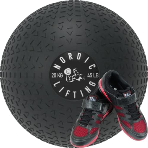 Nordic Lifting Шлем Ball 45 килограма в комплект с Обувки Venja Размер 10 - Черно и Червено