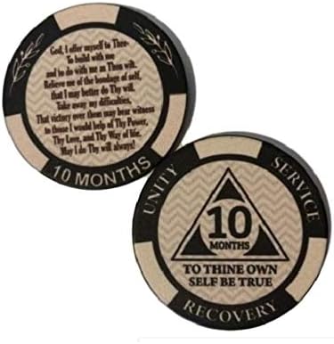 10 Месечен чип AA Третата стъпка молитва на гърба 300 Дни чип трезвост Месечни монети AA