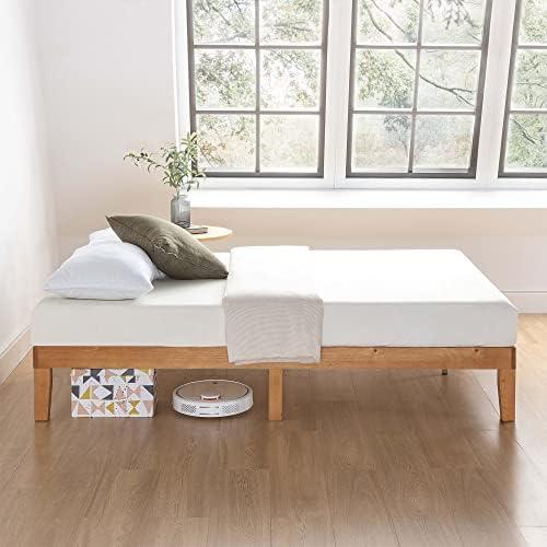 Mellow Naturalista Classic - 12-Инчов легло-платформа от масивно дърво с дървена пръчка, Пружинен блок не се