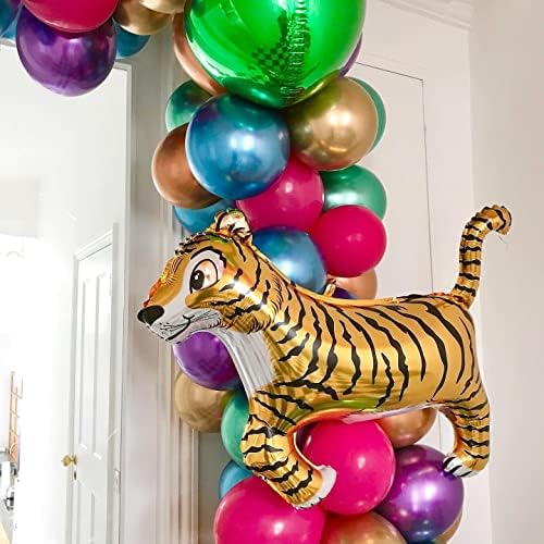 Голям 40-инчов тигър Тигър фолио, гелиевые балони във формата на животни топки карикатура балони животни Тигър и диви животни джунгла сафари темата за фон на Децата