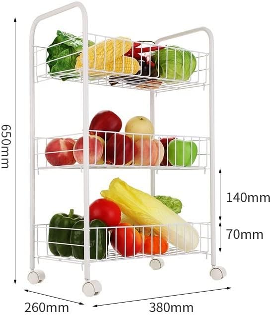 Кухненски стойка за съхранение на Подвижната количка за зеленчуци, многопластова кошница за зеленчуци с колела, Готварска