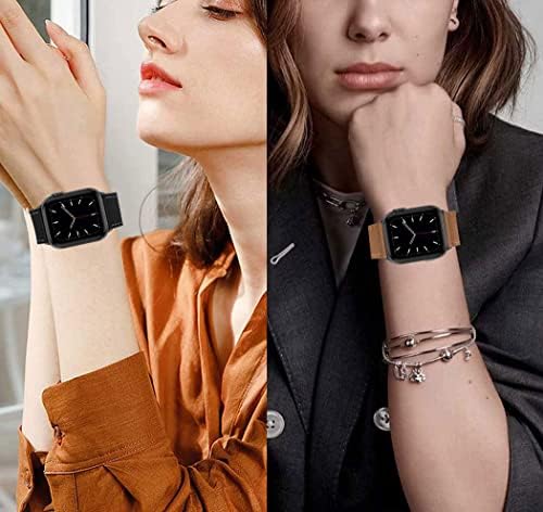 (3 опаковки) е Съвместим с каишка на Apple Watch 45 мм 44 мм 42 мм, взаимозаменяеми каишка от естествена кожа G. P съвместим с Apple Watch Серия 7/6/5/4/3/8 / SE, кофейно-кафяв черна каишка с