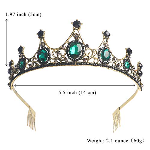 Дамски Диадема Sppry с гребен - Реколта Crystal Crown за момичета-Виолета на рождения Ден на булката (Бронзово-зелен)