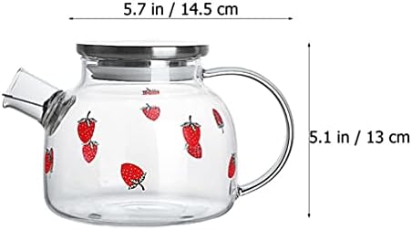 Бутилки за Прозрачна вода Hemoton, Комплект Стъклени Чаши, Стъклена Кана с Дръжка за капак, Кана за вода с Шарките на