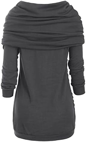 NOKMOPO Празнични Ризи за Жени, по-Големи Размери, С кръгло деколте и Дълъг Ръкав, Обикновена, с Шарени Пачворк, Асиметрични Блузи, Пуловер