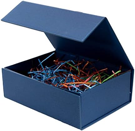 Rsgift Кожена Тъмно Синьо Подарък кутия с капак 11x7,8x3,5 Инча Подарък Кутия за Младоженеца на Сватбата на Хелоуин, Коледа,