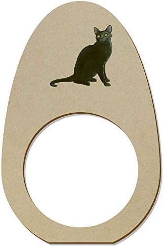Azeeda 5 дървени Пръстени/Притежателите за салфетки Седнали на черна котка (NR00033833)