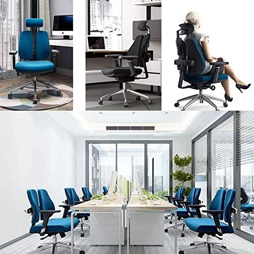 Ygqbgy Творчески Компютърен стол с Ергономичен Стол с гръбначния стълб Обикновен Колан стол С двойна стол Окото Офис стол (Цвят: синьо)