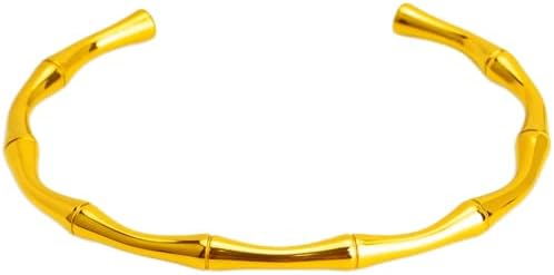 Джуд Jewelers Неръждаема Стомана Класически Прост Бамбук Гривна В Стил Отворен Маншет Маншет