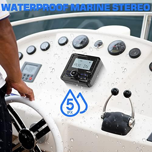 Водоустойчив морски Цифров Медиаприемник - Морска стерео Bluetooth с 2,8-инчов LCD-дисплей - Вход AUX USB, AM FM
